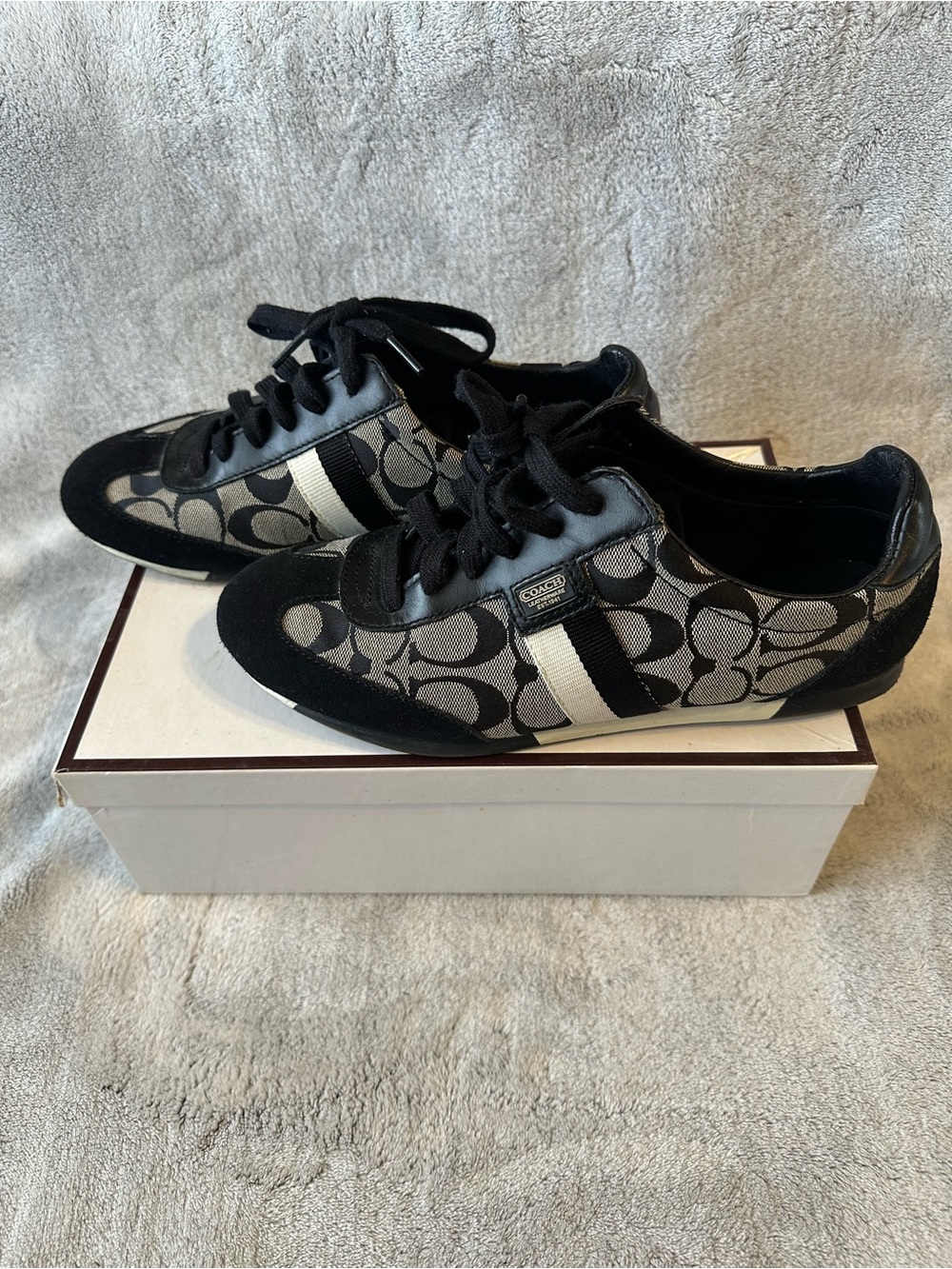 Coach Black and Gray Signature Logo Sneakers - Picture 2 of 4